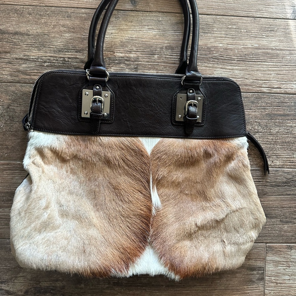 Wilsons Leather: Brown and Tan Hair on Hide Bag